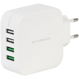 VIVANCO Fast 4xUSB Hjemmelader 4,8A 2,4A/1A hvit