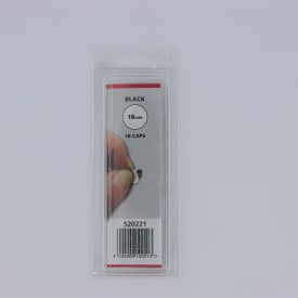 Dækhætte selvklæbende Ø18 mm, sort, 18 stk.