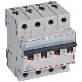 Automatsikring TX3 C 25A 4P, 4M, 6/6kA