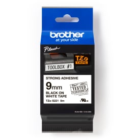 brother-tejp TZeS221, svart/vit, 9 mm x 8 m