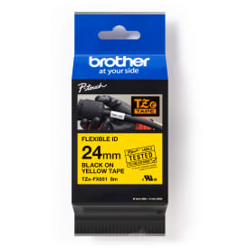 brother-tejp TZeFX651, svart/gul, 24 mm x 8 m