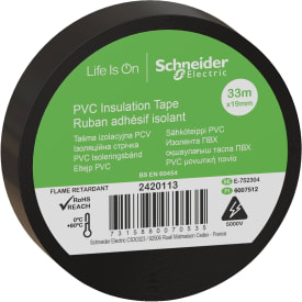 8 stk Schneider PVC isoleringstape, 19 mm x 33 m, sort