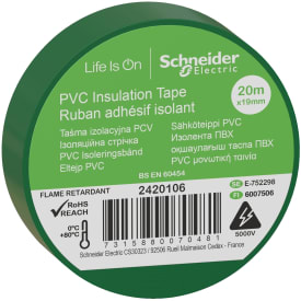 8 stk Schneider PVC isoleringstape, 19 mm x 20 m, grøn