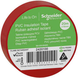 8 stk Schneider PVC isoleringstape, 19 mm x 20 m, rød