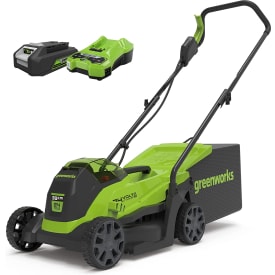 Greenworks gräsklippare 24V, 33 cm, med batteri och laddare