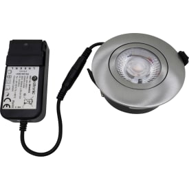 Nordtronic Low Profile Flexible downlight, driver, Ø8,5 cm, børstet alu, 2700K