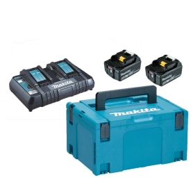 Makita LXT batterisæt med dobbelt lader og kasse,  2x18V/5,0Ah m.