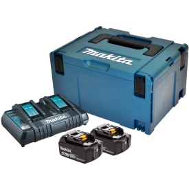 Makita LXT batterisæt 2 x 18V/4,0Ah m. dobbelt lader & kasse