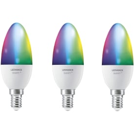Ledvance Smart+ Wifi E14 mignonpære, fargeendring + justerbar hvit, 4,9W, 3-pak