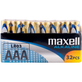 Maxell Long Life alkaliske AAA / LR03 krympebatterier, 32 stk.