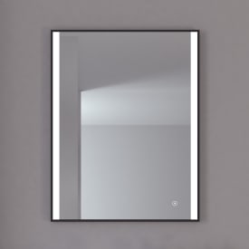 Loevschall Nyborg Square speil med lys, dimbar, touch, 60x75 cm, sort