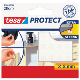 Tesa Protect anslagsdæmper, Ø8 mm, 28-pak, transparent