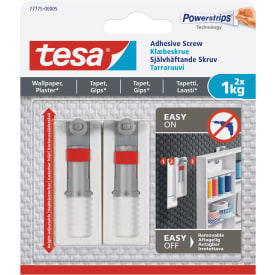 6 stk Tesa Powerstrips klæbeskrue 1 kg 2-pak justerbare, hvid