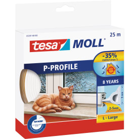 Tesamoll tätningslist, P-profil, 25 m, vit