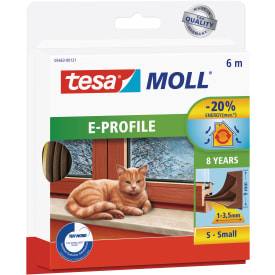 Tesamoll tätningslist, E-profil, 6 m, brun