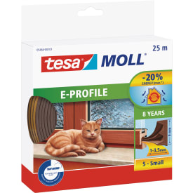 Tesamoll tätningslist, E-profil, 25 m, brun