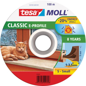 Tesamoll tetningsliste, E-profil, 100 m, brun