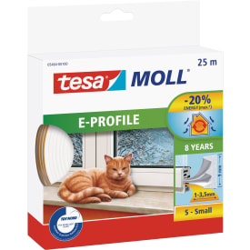 Tesamoll tetningsliste, E-profil, 25 m, hvit