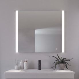Loevschall Vega speil med lys, dimbar, touch, 80x70 cm