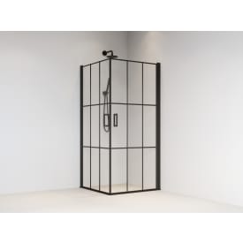 Brasta Victorija Cube hörndusch, 87,7x87,7 cm, klart glas, svart profil