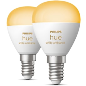 Philips Hue White Ambiance E14 klotlampa, 2-pack