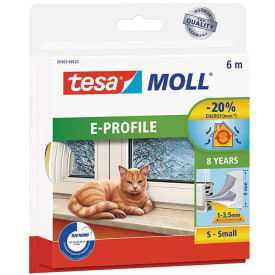 Tesamoll tätningslist, E-profil, 6 m, vit