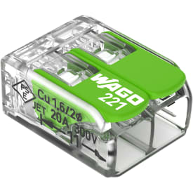 100 stk Green Samlemuffe 2x0,2-4 mm² transparent med grøn pal, serie 221