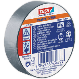 Isoleringstejp VDE/IEC PVC 15 mm x 10 m, grå