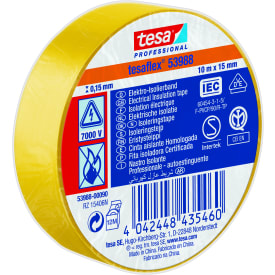 Isoleringstejp VDE/IEC PVC 15 mm x 10 m, gul