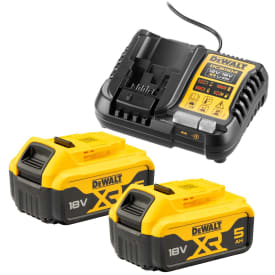 DeWalt 18V XR batterisæt, med lader, 2 x 5,0Ah