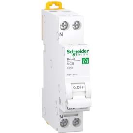 Resi9 Automatsikring XP MCB 1P+NC 20A 6kA, 18 mm, R9P19620