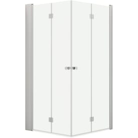 Dansani Match dusjhjørne, modell B+B+Tower-hylle, 97x97 cm, klart glass, satin