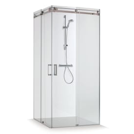 Brasta Vesta dusjvegg, 90x90x200 cm, klart glass, sort profil