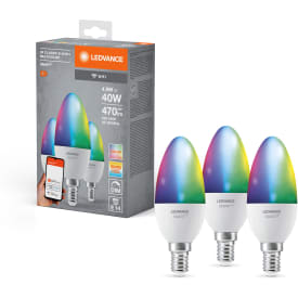 Ledvance Smart+ Wifi E14 kronljuslampa, färgändring + justerbar vit, 4,9W, 3 st