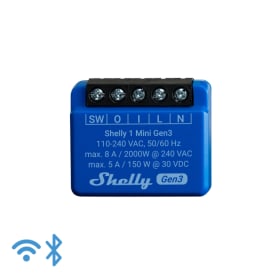 Shelly Plus Mini-relé med Wi-Fi og potensialfritt kontaktsett