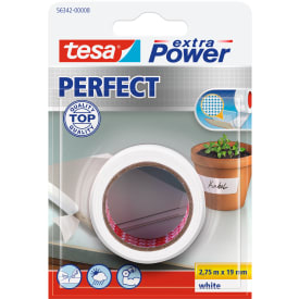 Tesa Perfect lerretstape, hvit, 19 mm, 2,75 meter