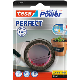 Tesa Perfect lerretstape, svart, 19 mm, 2,75 meter