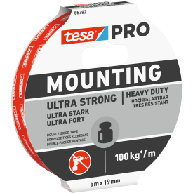 Tesa Pro stærk dobbeltklæbende monteringstape, 19 mm, 5 meter