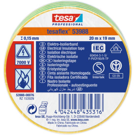 Tesa isoleringstape, gul/grøn, 19 mm, 20 meter