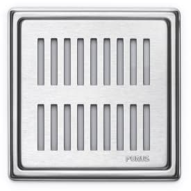 Purus Rib afløbsrist, rist og ramme, 150x150 mm, rustfrit stål