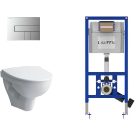 Laufen Pro-N vegghengt toalettpakke, hvit/krom