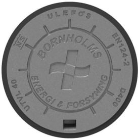 Ulefos 425 mm dæksel m/påstøbt pakning/fjederlås, Bornholm