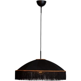 Francis pendel ø 60 cm H 35 cm  sort silke,  guldkant og frynser