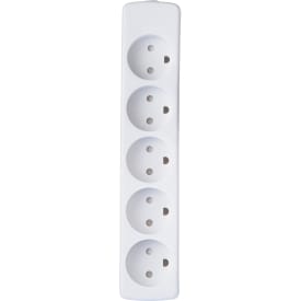 5 st 5-Socket U/J, utan sladd, vit