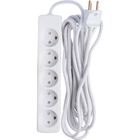 5 st 5-uttag M/J och 1,5 m kabel, vit
