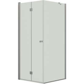 Dansani Match brusehjørne, model B+D, dør og væg, 87x87 cm, klart glas, satin profil