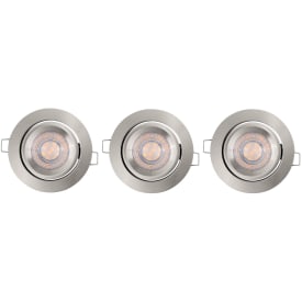 Ledvance Set Adjust downlight, 2700K, 4,9W, børstet stål, 3-pk