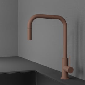Scandtap Accent Square kjøkkenarmatur, uttrekkbar tut, matt brun