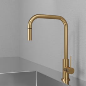 Scandtap Accent Square kjøkkenarmatur, uttrekkbar tut, børstet messing