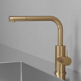 Scandtap Accent 90 D kjøkkenarmatur, uttrekkbar tut, børstet messing